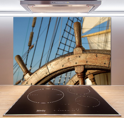 Kitchen splashback panel Rudder on the yacht