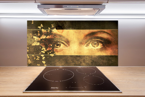 Hob splashback Eyes and butterflies