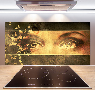 Hob splashback Eyes and butterflies