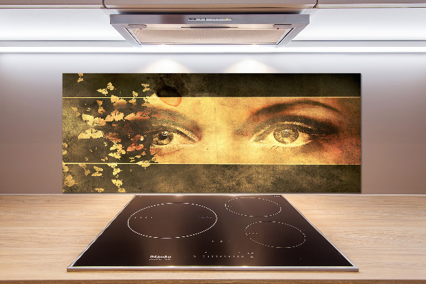 Hob splashback Eyes and butterflies