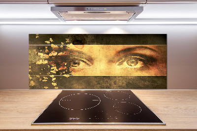 Hob splashback Eyes and butterflies