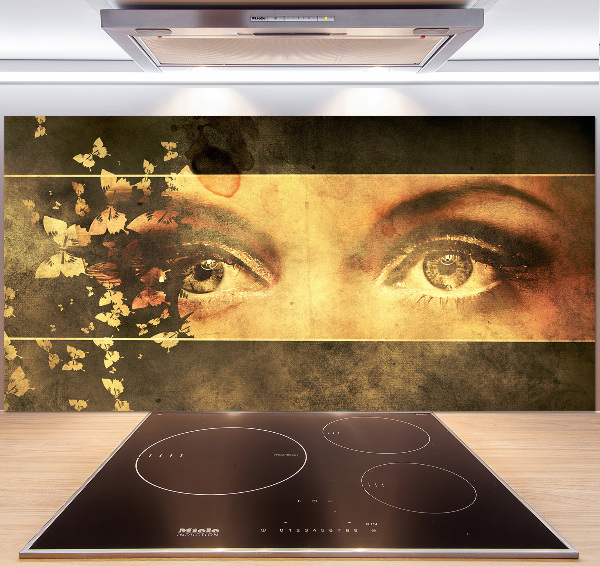 Hob splashback Eyes and butterflies