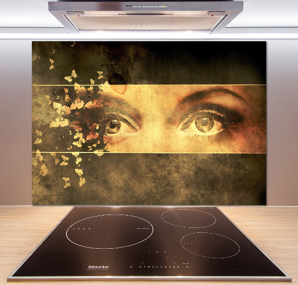 Hob splashback Eyes and butterflies