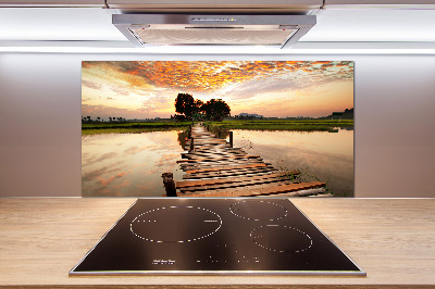 Kitchen splashback Wooden bridge