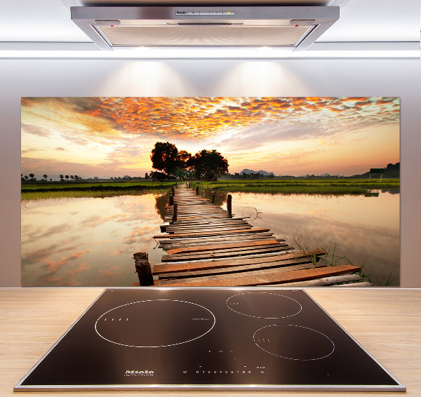 Kitchen splashback Wooden bridge