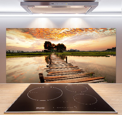 Kitchen splashback Wooden bridge