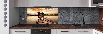 Kitchen splashback Wooden bridge