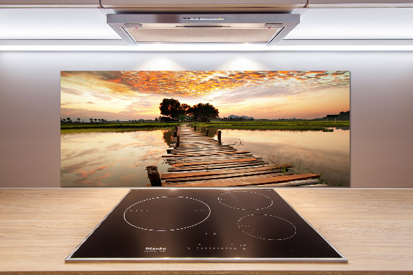 Kitchen splashback Wooden bridge