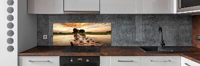 Kitchen splashback Wooden bridge