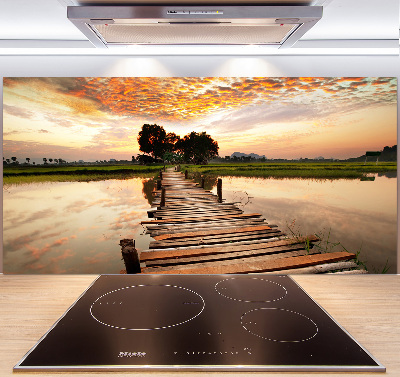 Kitchen splashback Wooden bridge