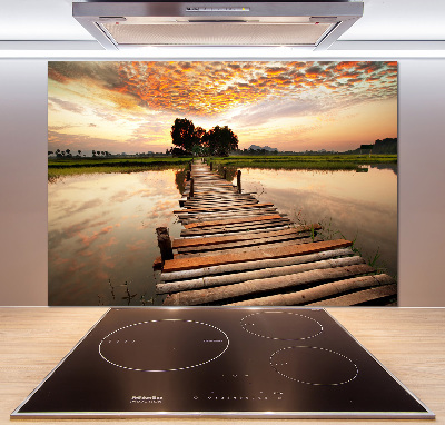 Kitchen splashback Wooden bridge