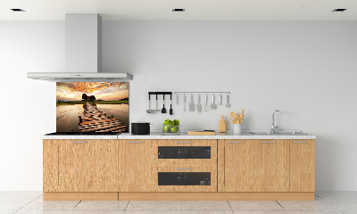 Kitchen splashback Wooden bridge