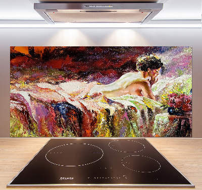 Glass splashback Lying woman