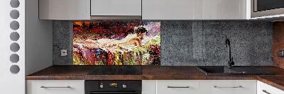 Glass splashback Lying woman