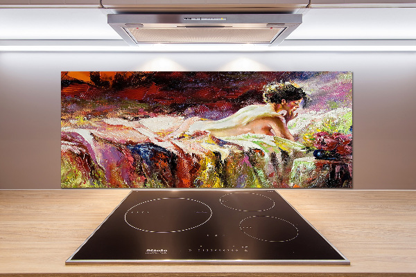 Glass splashback Lying woman