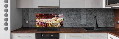 Glass splashback Lying woman