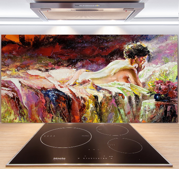 Glass splashback Lying woman