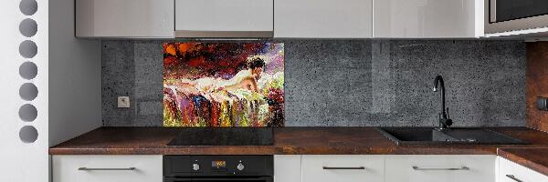 Glass splashback Lying woman