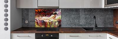 Glass splashback Lying woman