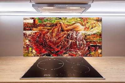 Glass splashback Sleeping woman