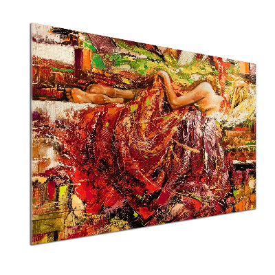 Glass splashback Sleeping woman