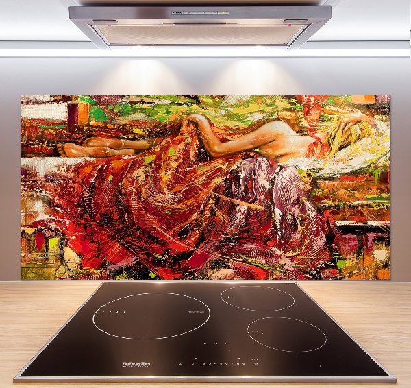 Glass splashback Sleeping woman