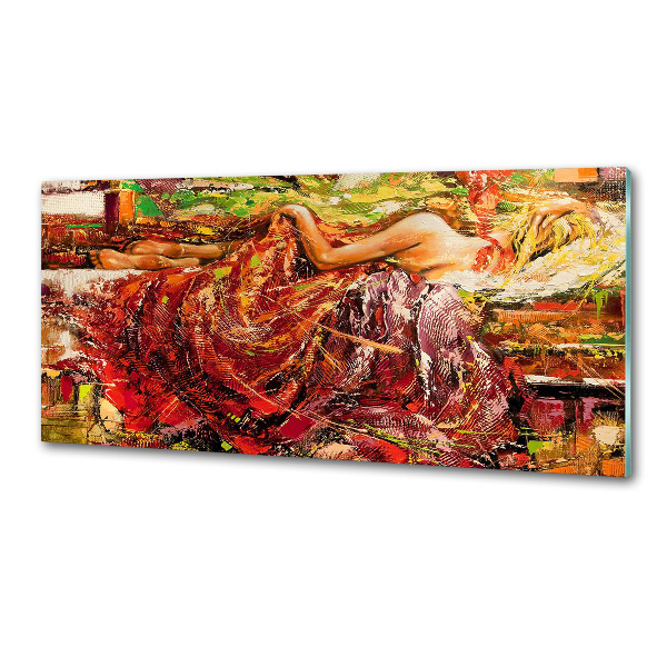 Glass splashback Sleeping woman