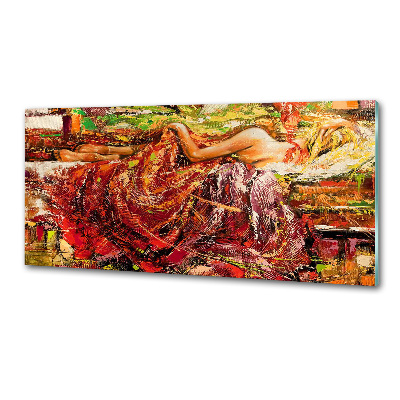 Glass splashback Sleeping woman