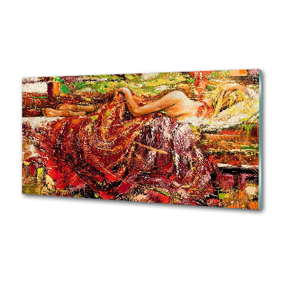 Glass splashback Sleeping woman