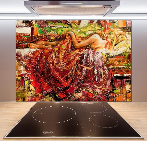 Glass splashback Sleeping woman