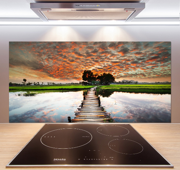 Cooker splashback Wooden bridge