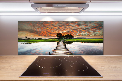 Cooker splashback Wooden bridge