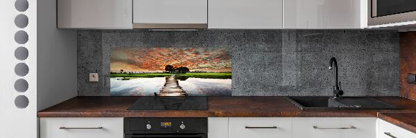 Cooker splashback Wooden bridge