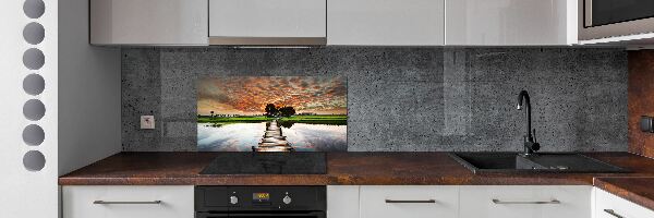 Cooker splashback Wooden bridge