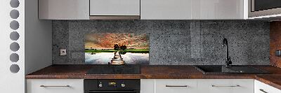 Cooker splashback Wooden bridge