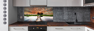 Cooker splashback Wooden bridge