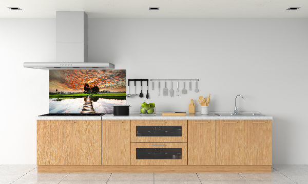 Cooker splashback Wooden bridge