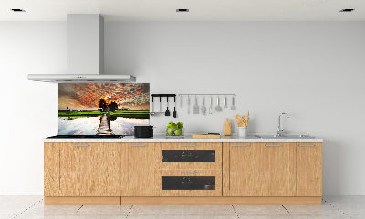 Cooker splashback Wooden bridge