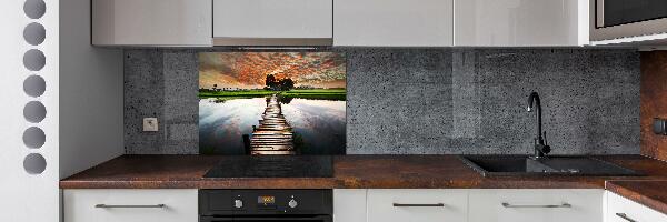 Cooker splashback Wooden bridge