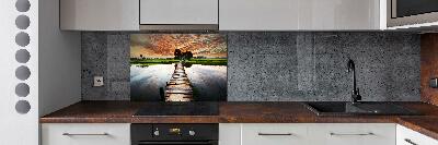 Cooker splashback Wooden bridge