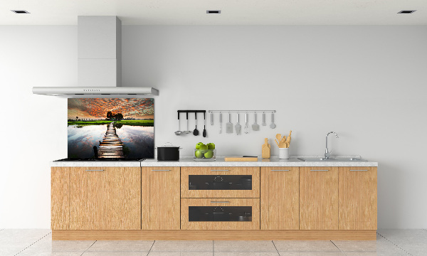 Cooker splashback Wooden bridge