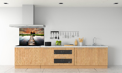 Cooker splashback Wooden bridge