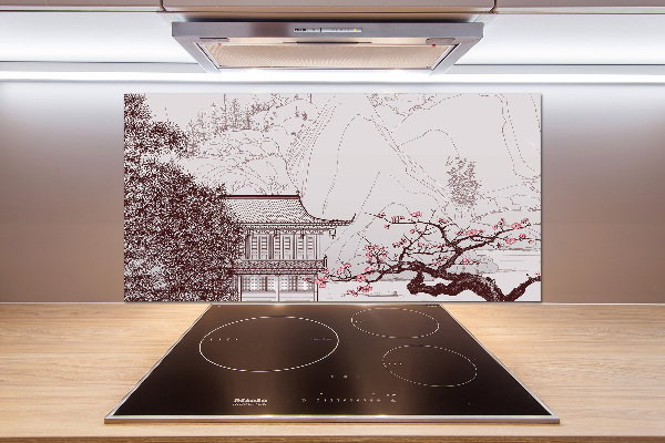 Glass splashback Chinese landscape