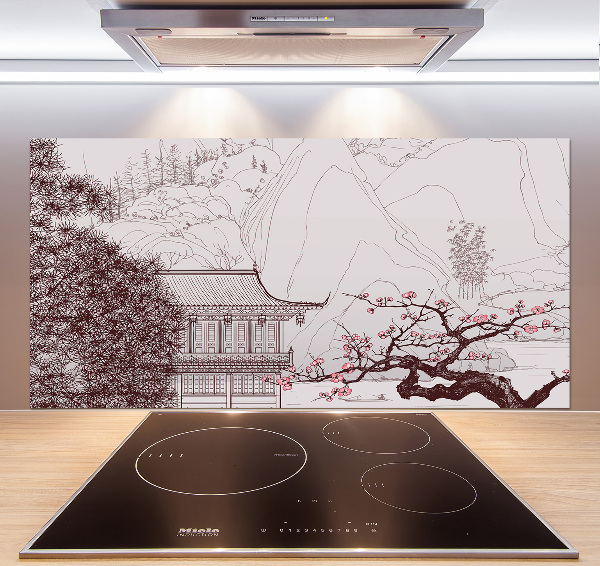 Glass splashback Chinese landscape