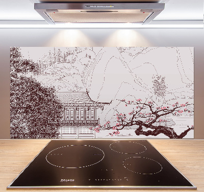 Glass splashback Chinese landscape