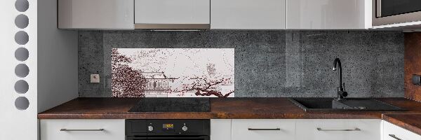 Glass splashback Chinese landscape