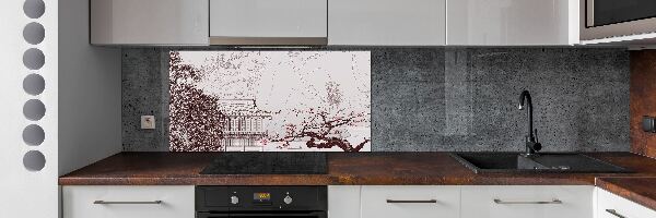 Glass splashback Chinese landscape