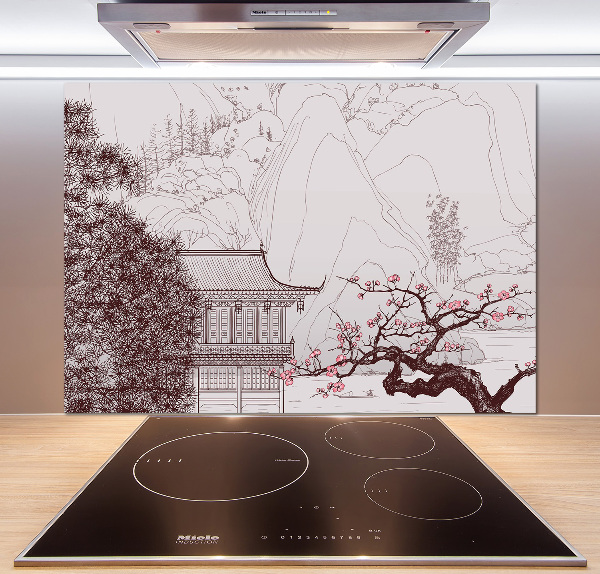 Glass splashback Chinese landscape