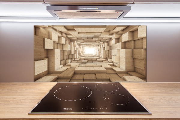 Splashback panel for kitchen Wooden tunnel