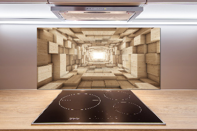 Splashback panel for kitchen Wooden tunnel